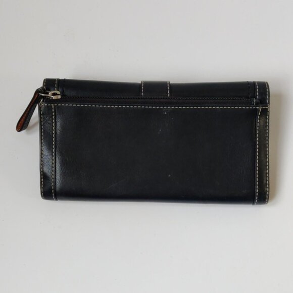 Authentic Coach Black Leather Bifold Wallet with Buckle Closure - Picture 2 of 9